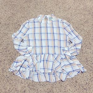 Anthropology Plaid Peplum Blouse *Petite*